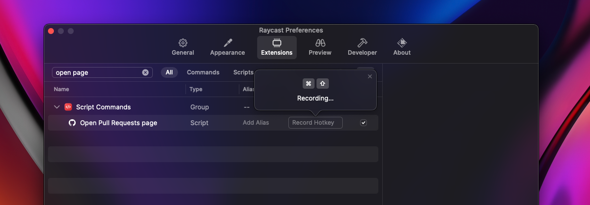 Adding a hotkey allows for fast access to your script